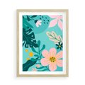 Plakat w ramie 50x70 - Kwiatowy Impuls - pastelowa kompozycja, kwiaty - rama drewno