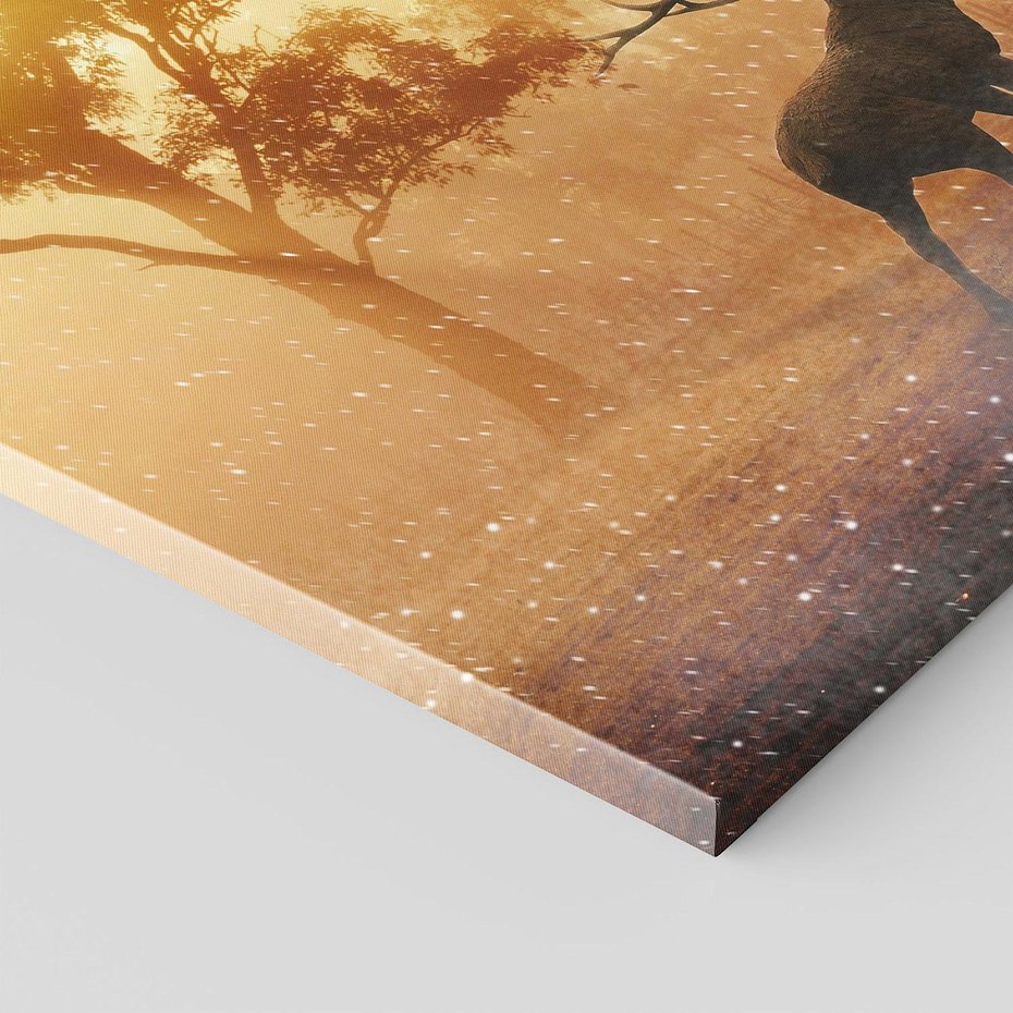 Obraz na płótnie 120x80 - Spotkanie jelena w lesie - jeleń, las