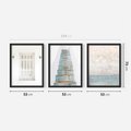 Zestaw obrazy w ramie 50x70 galeria - Turkus, Grecja, schody, okiennice - rama czarna