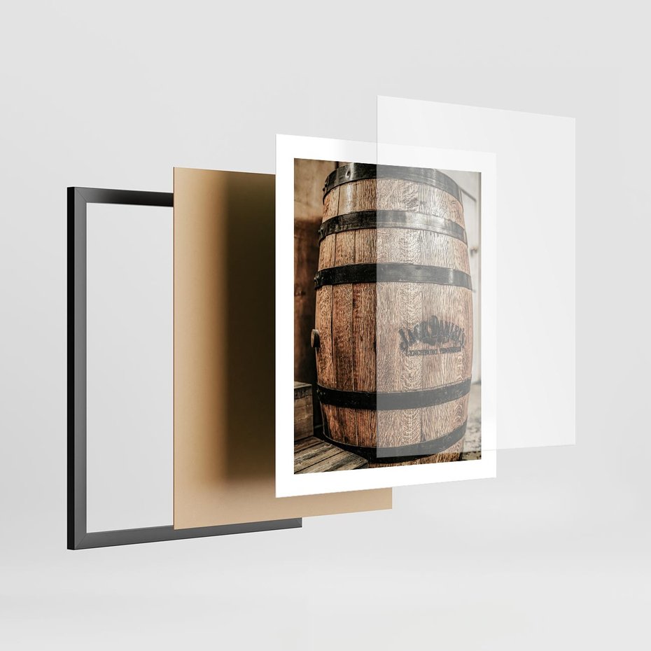 Plakat w ramie 40x50 - Rustykalna Whisky - beczka whiskey, jack daniel's - rama czarna