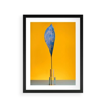 Plakat w ramie 30x40 - Niebiańskie liście - liść, liście - rama czarna