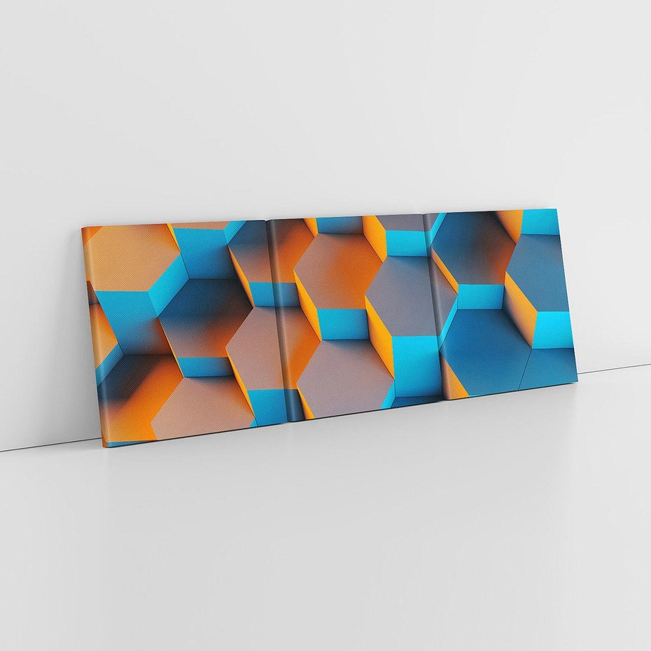 Obraz na płótnie 90x30 - Trójwymiarowa Gra - geometryczna, 3D