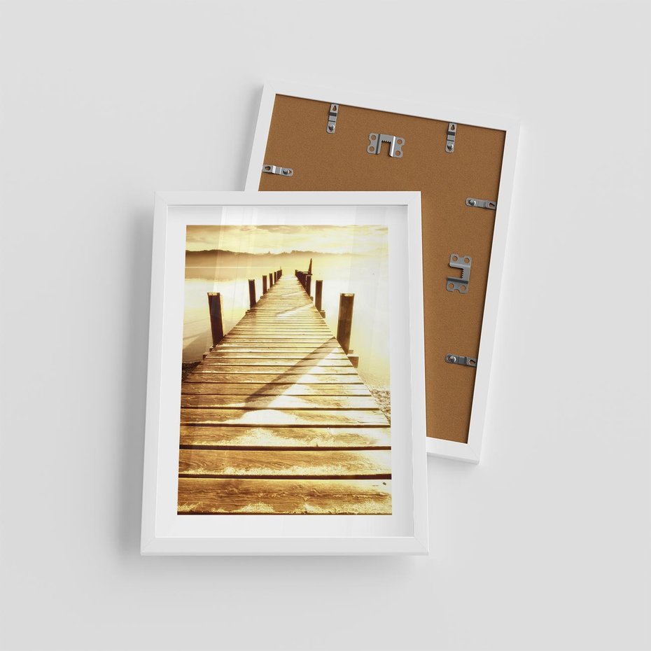 Plakat w ramie 30x40 - Stary pomost w sepia - pomost, sepia - rama biała