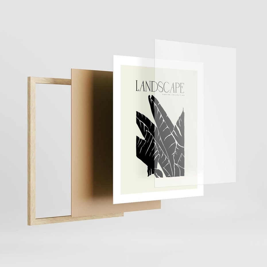 Plakat w ramie 40x50 - Rytmy roślinnego życia - nowoczesna sztuka, minimalistyczny styl - rama drewno