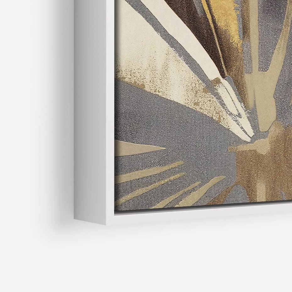 Obraz w ramie 80x80 - Szept roślinnych emocji - olejna abstrakcja, złoto i brąz - rama biała