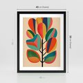 Plakat w ramie 40x50 - Wnętrza Kształtów - abstrakcyjny kolorowy tęczowy obraz, inspiracje roślinne - rama czarna