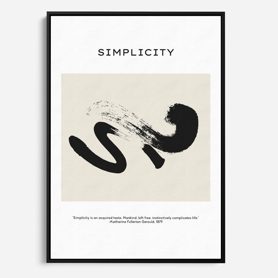 Obraz w ramie 70x100 - Prostota w kształcie - abstrakcja, maźnięcie farbą - rama czarna