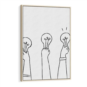 Obraz w ramie 80x120 - Idea w Rękach - szkic, grafika - rama drewno