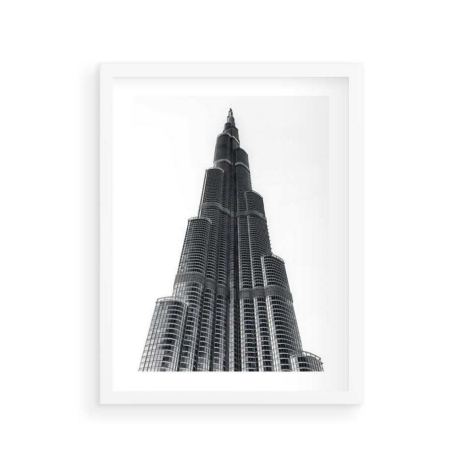 Plakat w ramie 30x40 - Wieżowiec w Monochromii - wieżowiec, architektura - rama biała