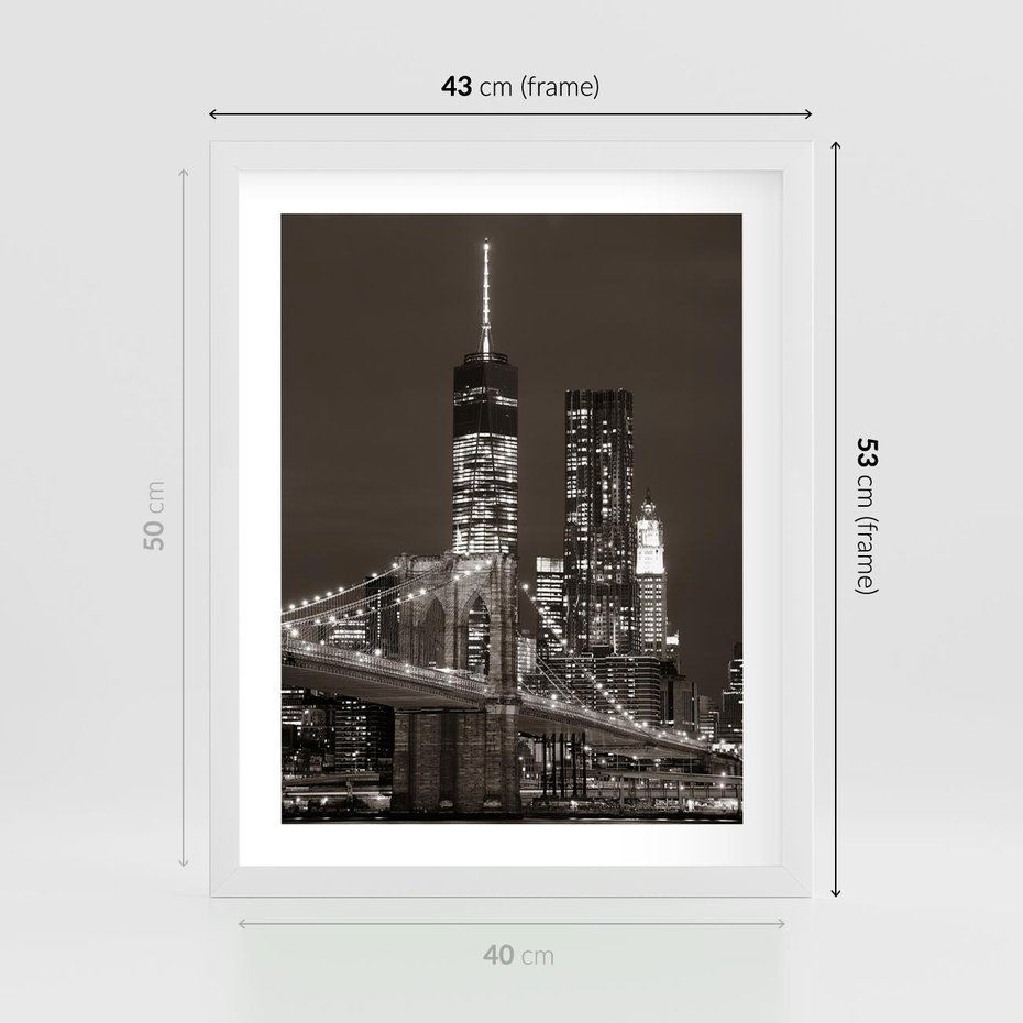 Plakat w ramie 40x50 - Magia miasta nocą - miasto, noc - rama biała