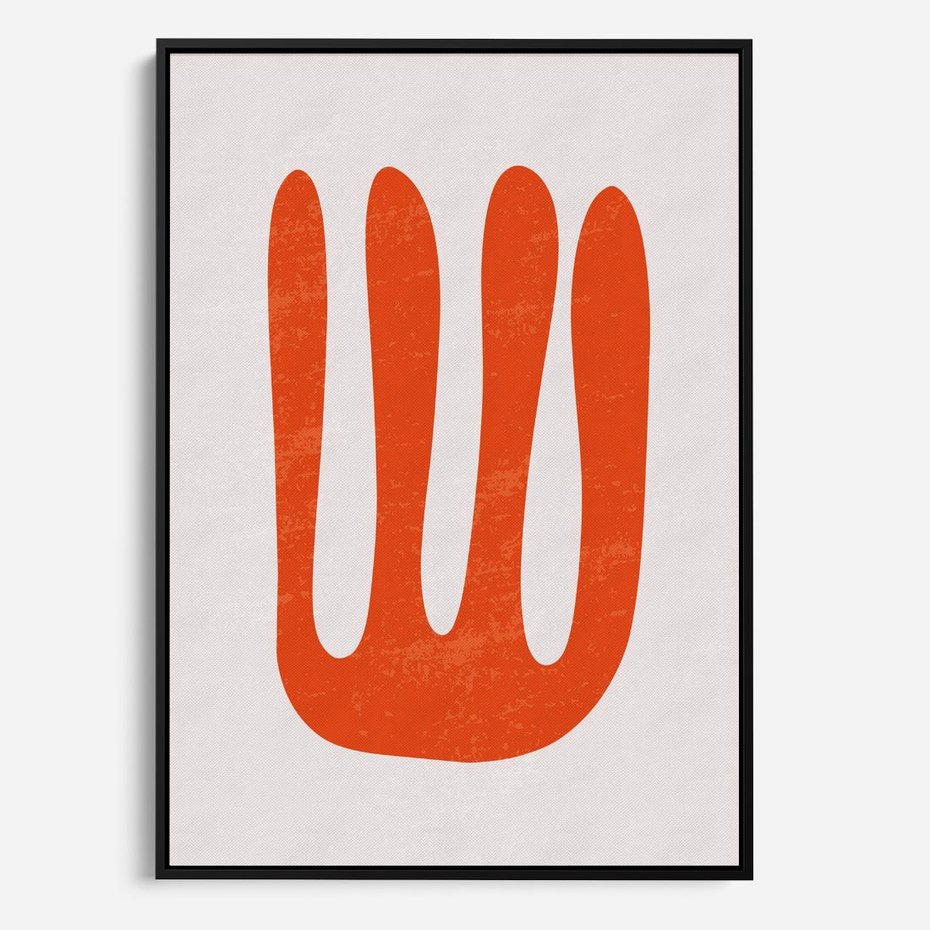 Obraz w ramie 50x70 - Eksploracja Nowego Światła - abstrakcyjna pomarańczowa forma, minimalizm - rama czarna