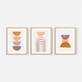 Zestaw obrazy w ramie 30x40 galeria - Abstrakcyjne, kształty, boho - rama drewno