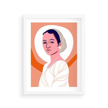 Plakat w ramie 30x40 - Kobieca Harmonia - nowoczesny plakat, styl retro - rama biała