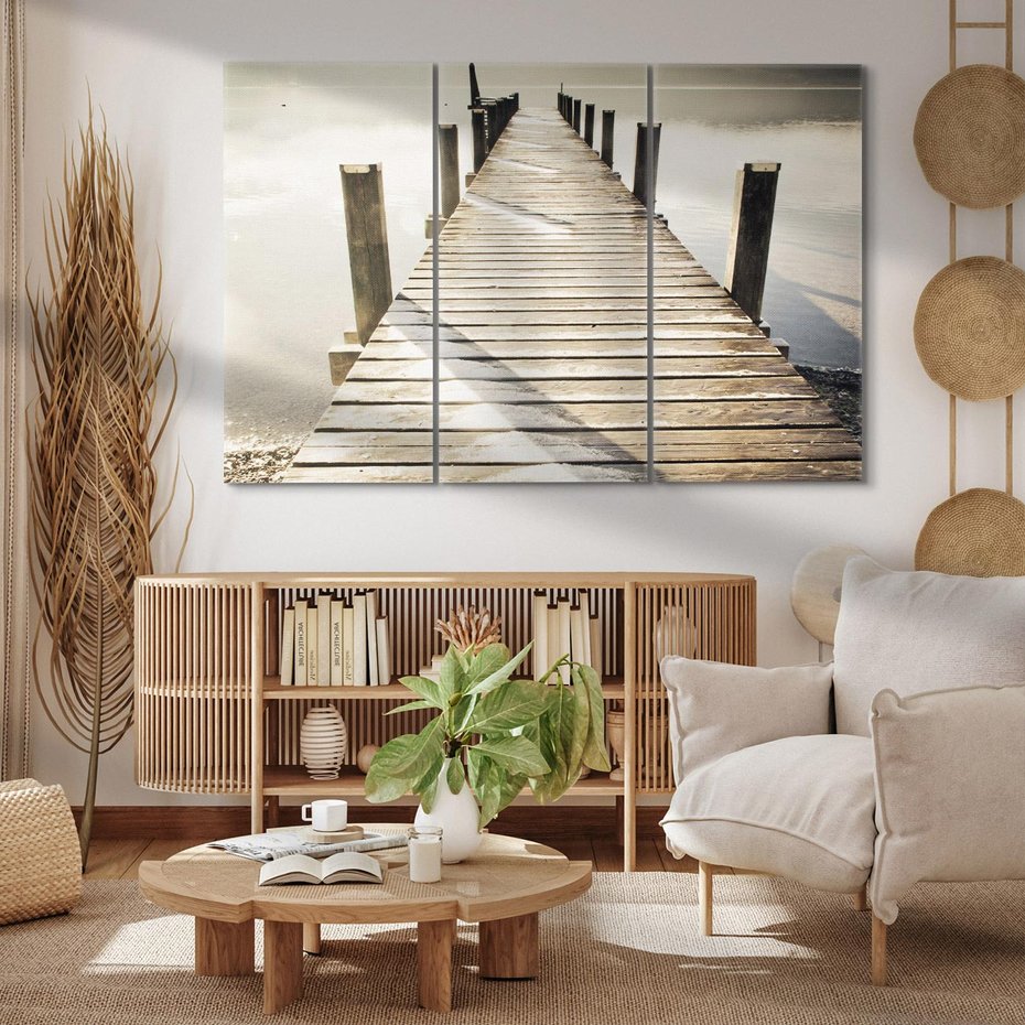 Obraz na płótnie 120x80 - Idylliczny pomost nad jeziorem - pomost, jezioro