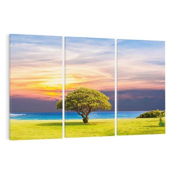 Obraz na płótnie 120x80 - Drzewo, Morze, Trawa - Naturalna Harmonia - drzewo, morze