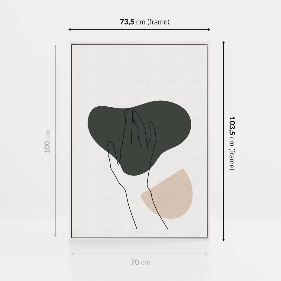 Obraz w ramie 70x100 - Bezczasowe Echo - szkic jedną linią, one line - rama biała