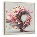 Obraz w ramie 50x50 - Kwiatowy Wir - nowoczesna grafika komputerowa, wir z kwiatów - rama drewno