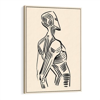 Obraz w ramie 50x70 - Eksploracja Wizualna - szkic, czarno biały - rama drewno