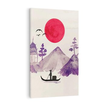 Obraz na płótnie 80x120 - Odbicie Słońca - japońska sztuka, akwarela