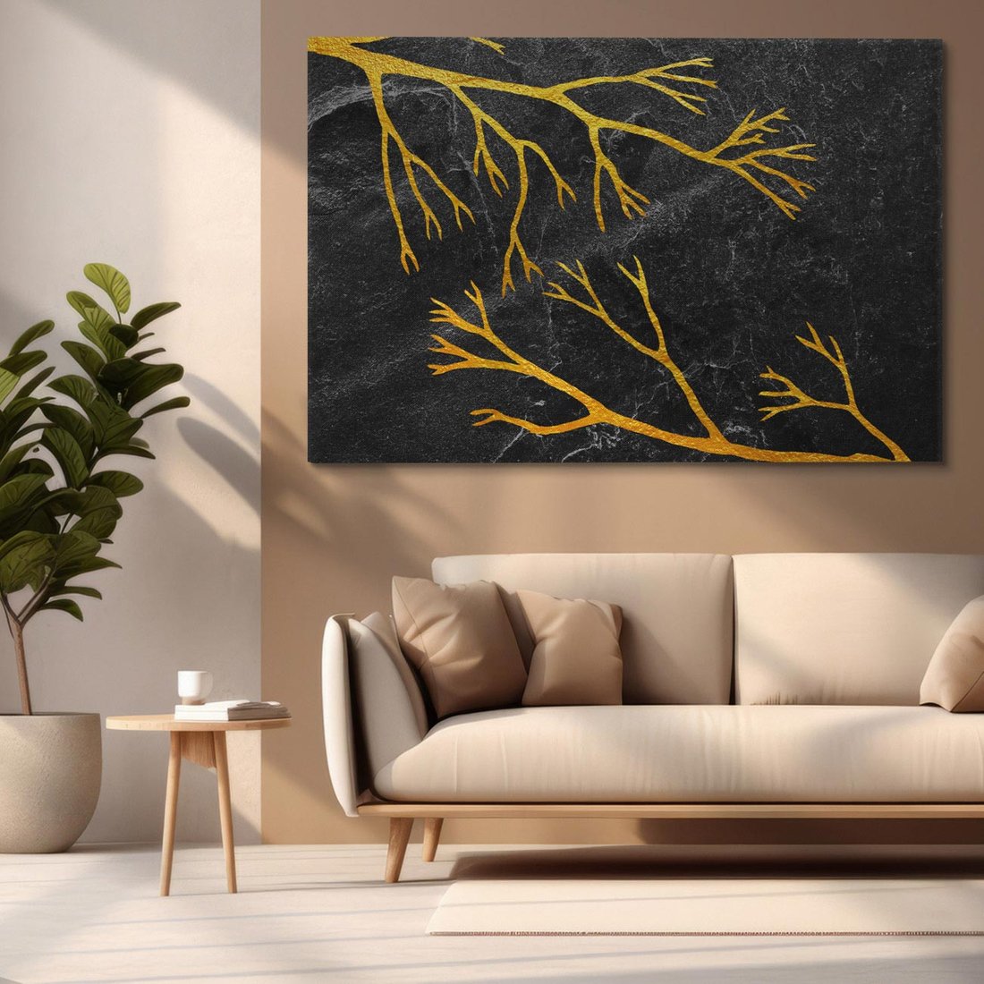 Obraz na płótnie 70x50 - Marmurowe Drzewa Snu - złote gałęzie, drzewa