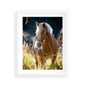 Plakat w ramie 40x50 - Spotkanie konia na łące - koń, łąka - rama biała
