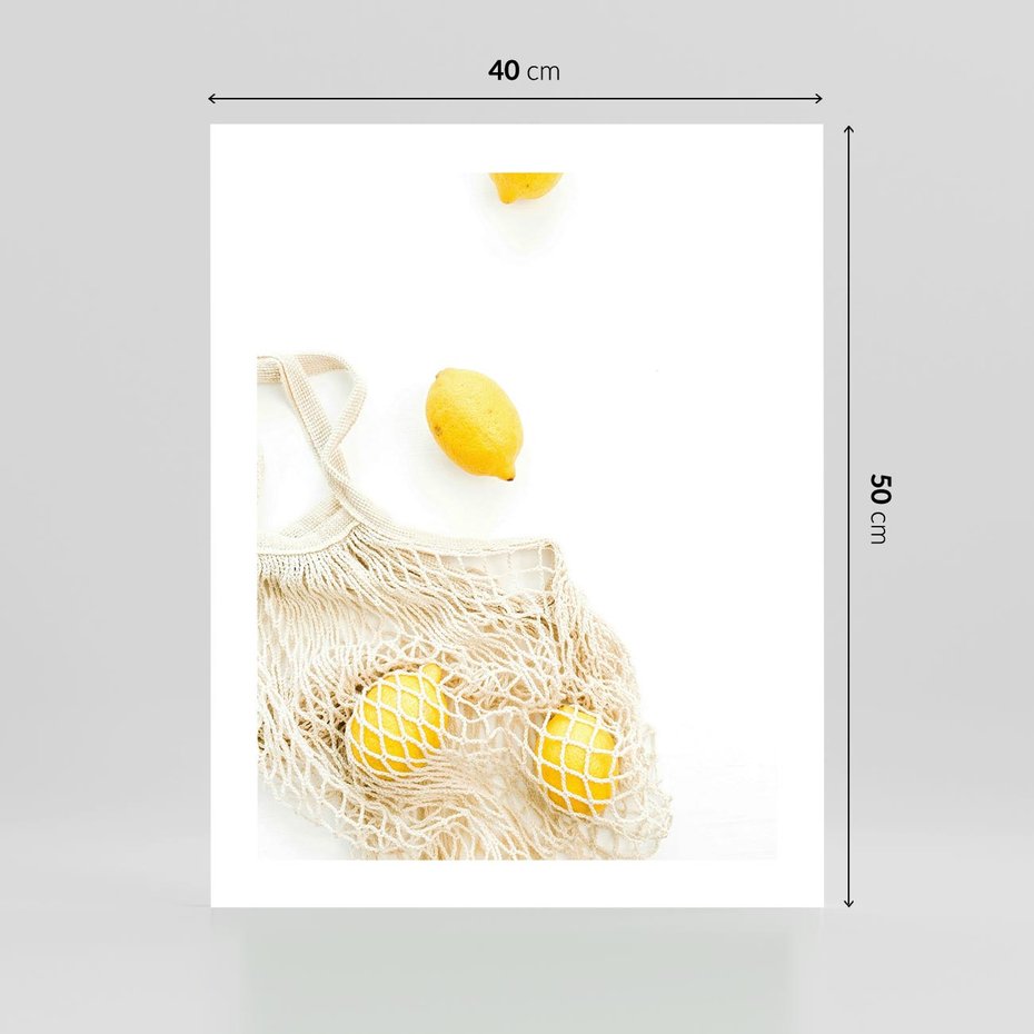 Plakat bez ramy 40x50 - Cytrynowa Siatka - cytryny, materiałowa siatka