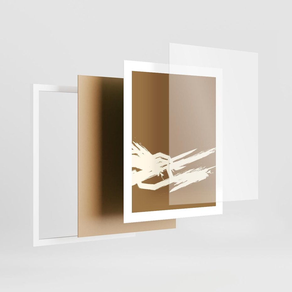 Plakat w ramie 40x50 - Taniec Energii - abstrakcyjne kreski, maźnięcia - rama biała