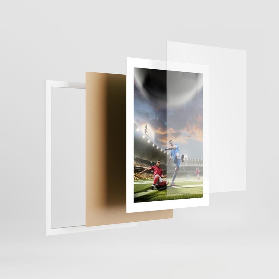 Plakat w ramie 30x40 - Ekscytacja Sportowego Świata - gol, mecz - rama biała