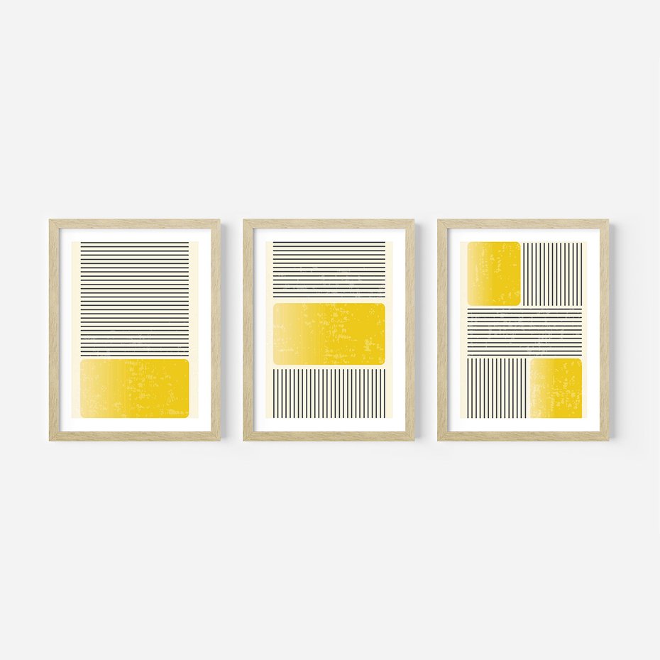 Zestaw obrazy w ramie 50x70 galeria - Symetria, graficzna, minimalizm - rama drewno