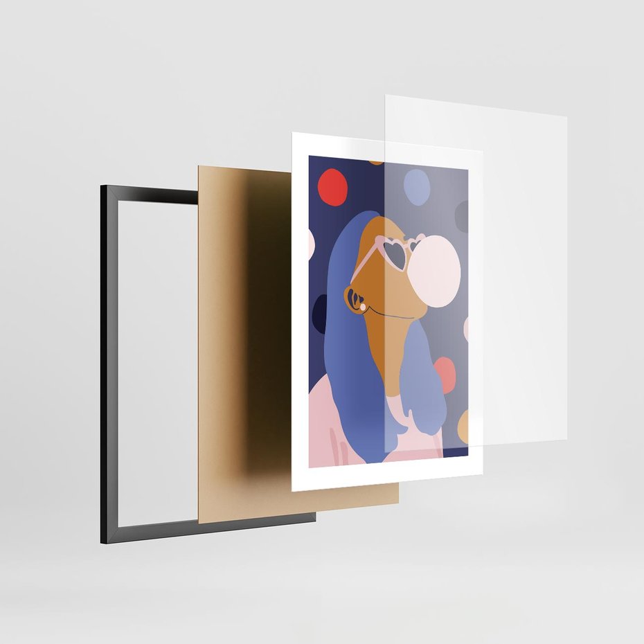 Plakat w ramie 30x40 - Odbicie Kobiety - nowoczesny plakat, styl retro - rama czarna