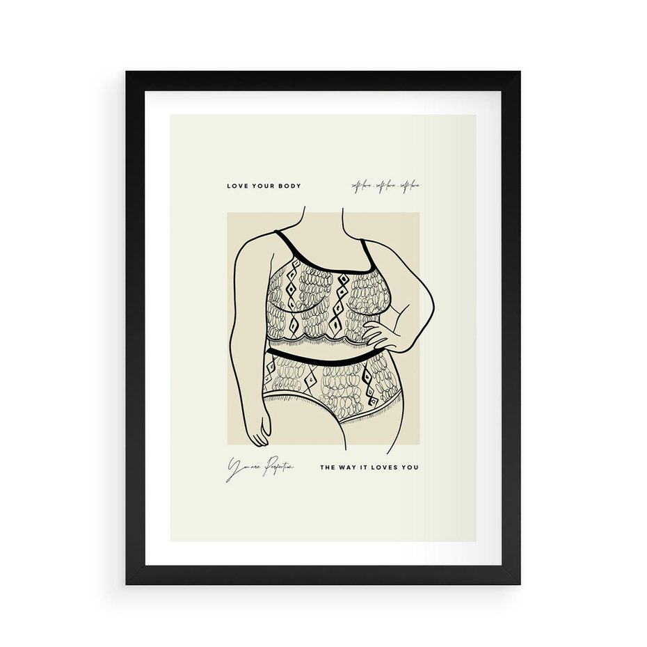 Plakat w ramie 50x70 - Spojrzenia Wewnętrznych Widoków - nowoczesna sztuka kobieca, plakat - rama czarna