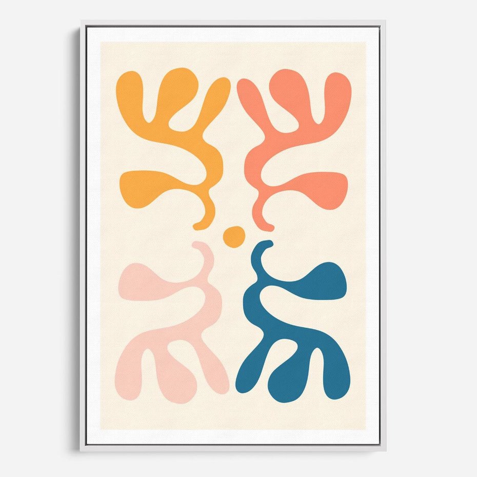 Obraz w ramie 70x100 - Migotliwe Akwarelowe Kontury - absrakcyjne dziwne formy, nowoczesny plakat - rama biała