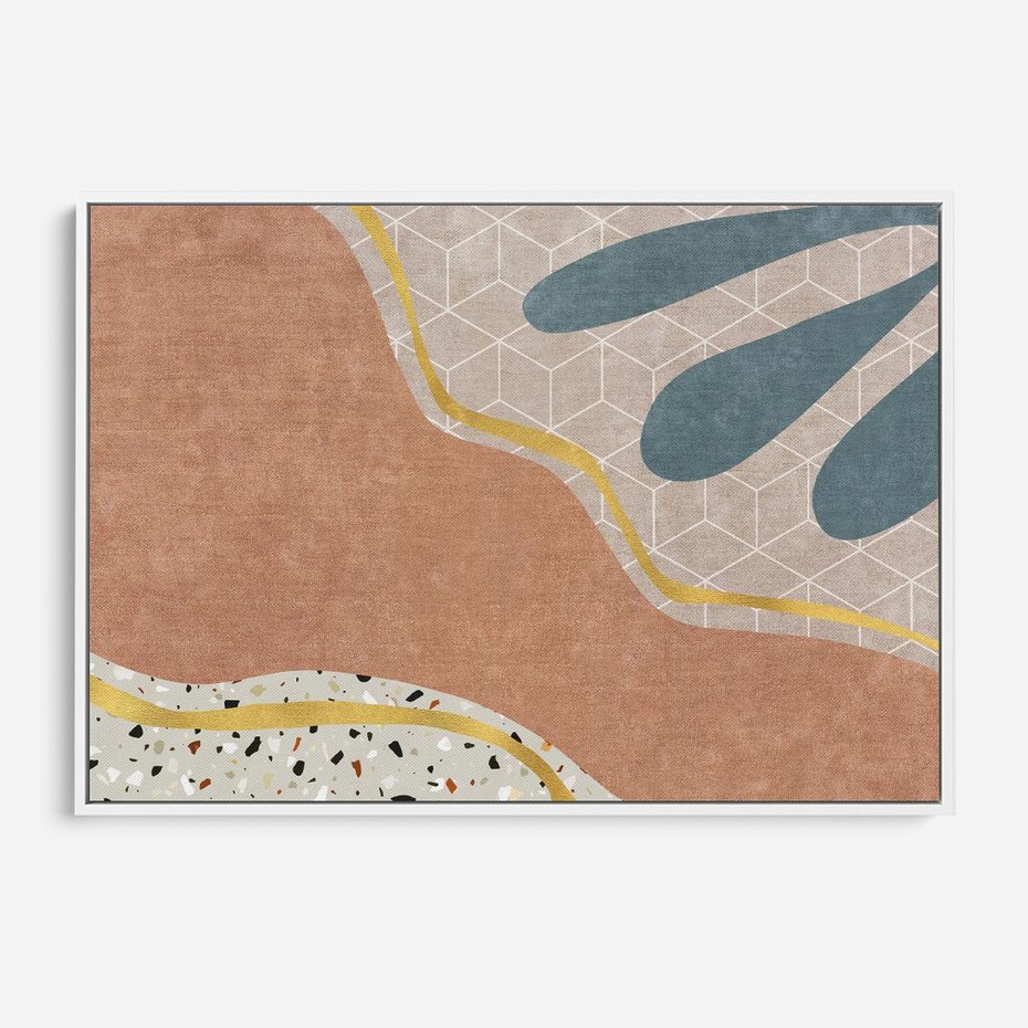 Obraz w ramie 100x70 - Tańczący w deszczu pigmentów - abstrakcyjne formy, rozlane farby - rama biała