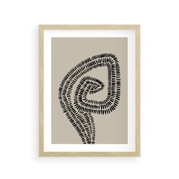 Plakat w ramie 30x40 - Nowoczesne Spektrum Wyobraźni - boho plakat, czarne kropki kreski - rama drewno