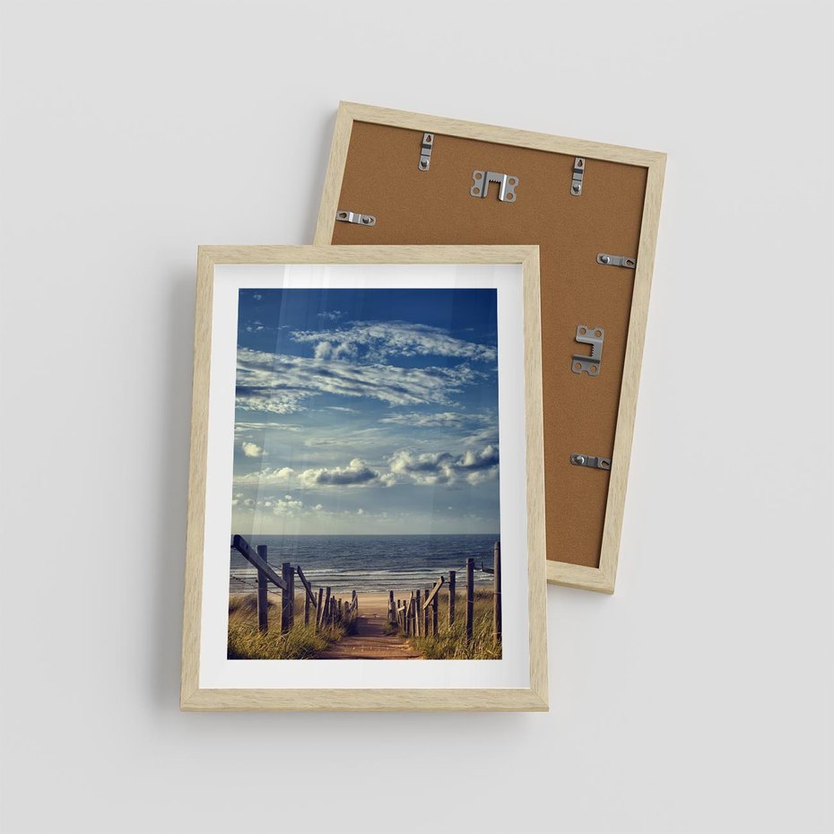 Plakat w ramie 30x40 - Plaża i morze - plaża, morze - rama drewno