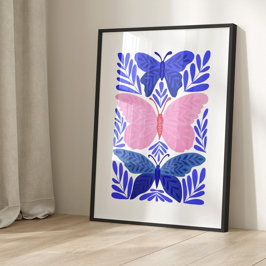 Plakat bez ramy 40x50 - Delikatna Symfonia Natury - motyle, rośliny