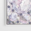 Obraz w ramie 80x80 - Malowane oddechy istnienia - pomieszane tekstury, kwiatowe elementy - rama biała