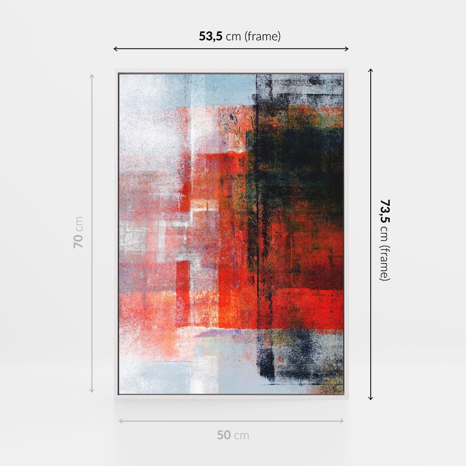 Obraz w ramie 50x70 - Burza Emocji - wyrazista abstrakcyjna sztuka, dramatyzm - rama biała