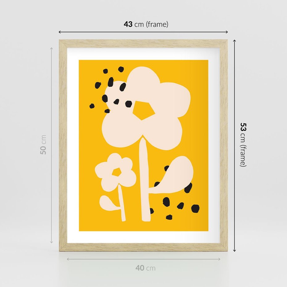 Plakat w ramie 40x50 - Bezgraniczne Impulsy - abstrakcyjny kwiat, plakat - rama drewno