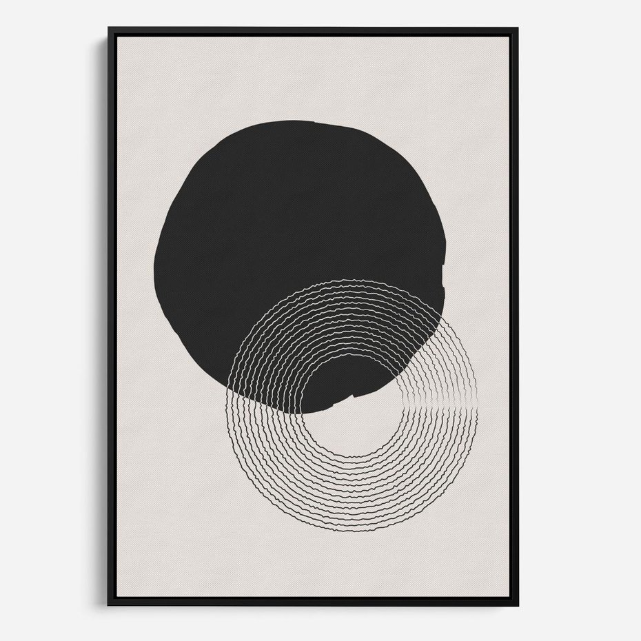 Obraz w ramie 50x70 - Migotliwa Opowieść - abstrakcyjna kompozycja, okręgi - rama czarna