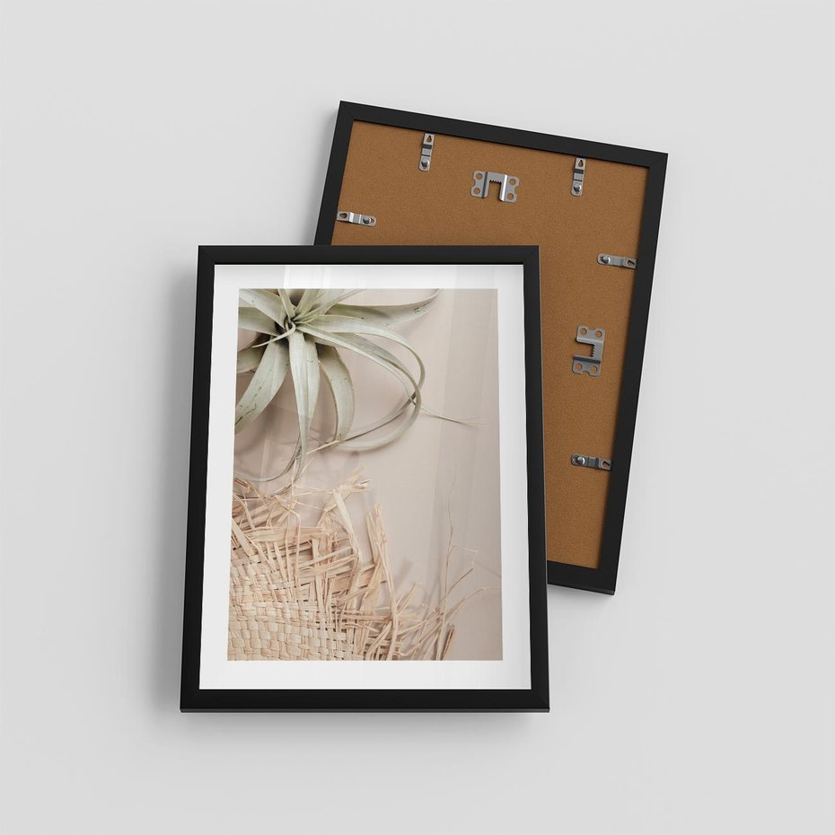 Plakat w ramie 30x40 - Aloes w Stylu Boho - kompozycja, wiklina - rama czarna