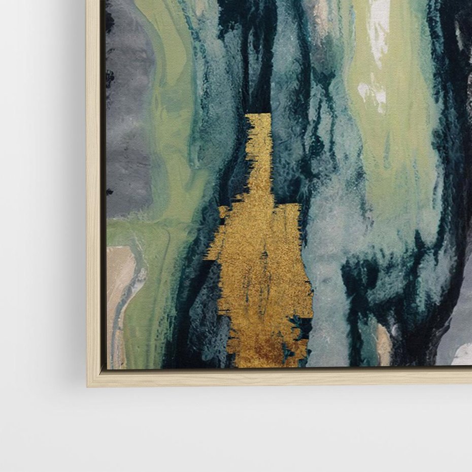 Obraz w ramie 70x50 - Sfumowane zmysły artysty - rozmyte kolory, zieleń - rama drewno