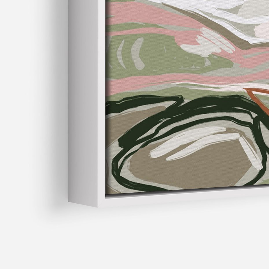 Obraz w ramie 80x120 - Szarawe Wzgórza - pastelowy krajobraz, nowoczesny plakat - rama biała