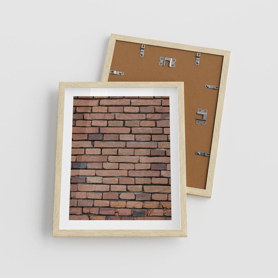 Plakat w ramie 40x50 - Mur cegieł: industrialny urok - cegły, mur - rama drewno