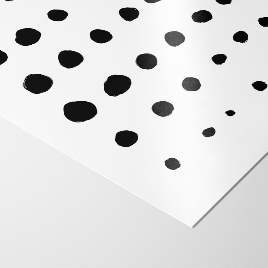 Plakat bez ramy 21x30 - Migocące Anomalie - abstrakcyjna kompozycja z czarnych kropek, minimalistyczny czarno bialy plakat