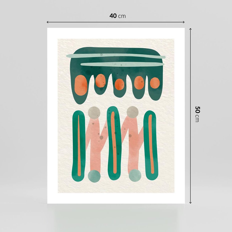 Plakat bez ramy 40x50 - Zaklęte Wzory Natury - przypadkowe abstrakcyjne wzory, pomarańczowy i zielony