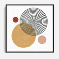 Obraz w ramie 50x50 - Wewnętrzne Formy - koła okręgi, abstrakcyjna nowoczesna sztuka - rama czarna