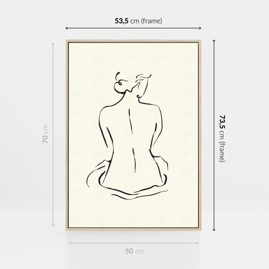 Obraz w ramie 50x70 - Migotliwa Symfonia - kobieta akt, minimalizm - rama drewno
