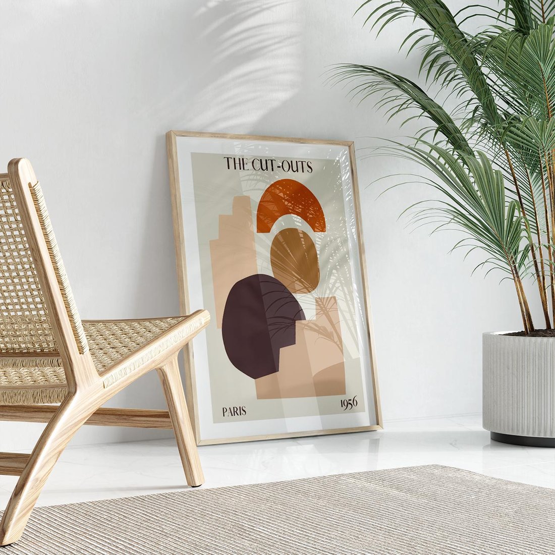 Plakat w ramie 30x40 - Boho Urok: Plakat z Kolorem Ziemi i Typografią - boho grafika, kolory ziemi - rama drewno