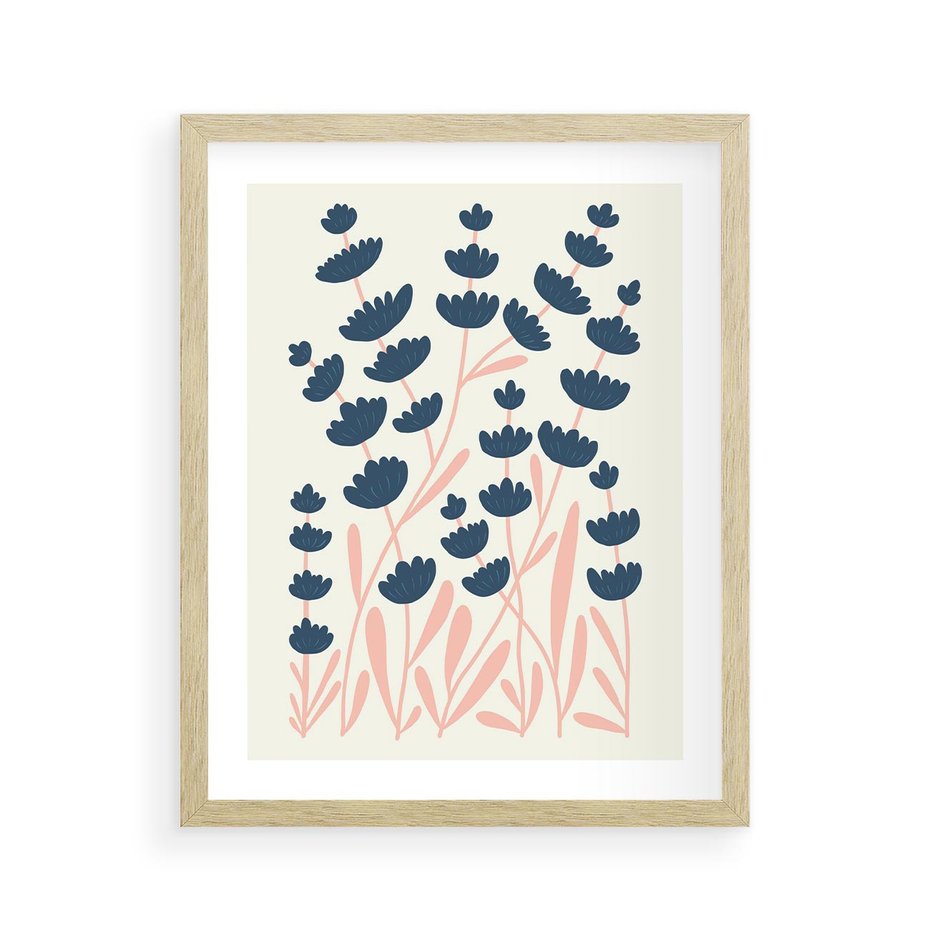 Plakat w ramie 40x50 - Migotliwe Kształty - kwiaty, rośliny - rama drewno